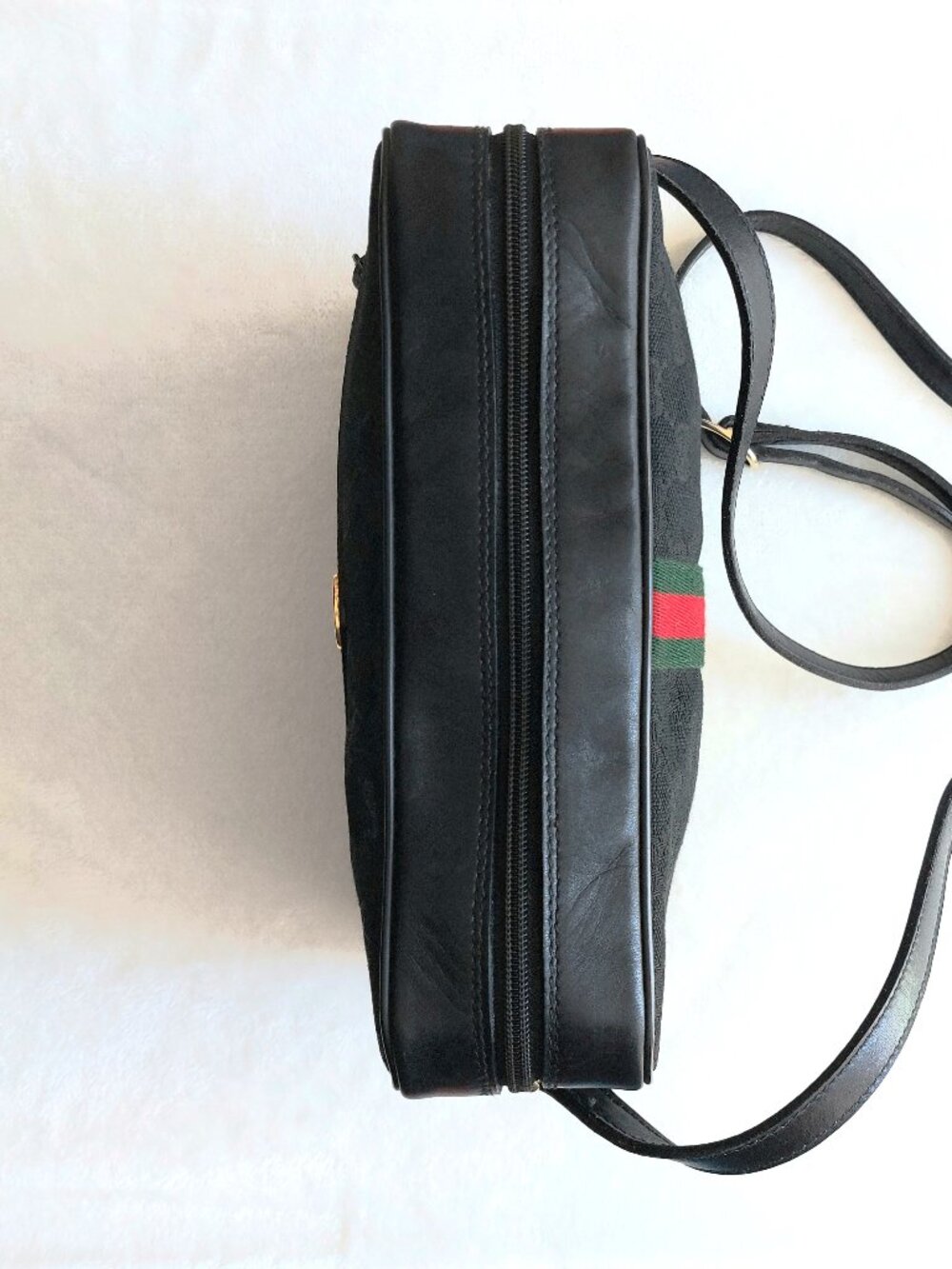 Vintage Gucci Black GG Jacquard Woven Textile Sherry Line Crossbody Bag PRISTINE - Picture 7 of 16